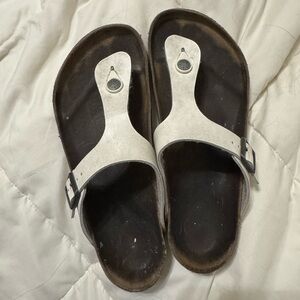 Birkenstock White and Brown Sandals